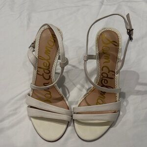 Sam Edelman Cream Strappy Leather Slingback Heels